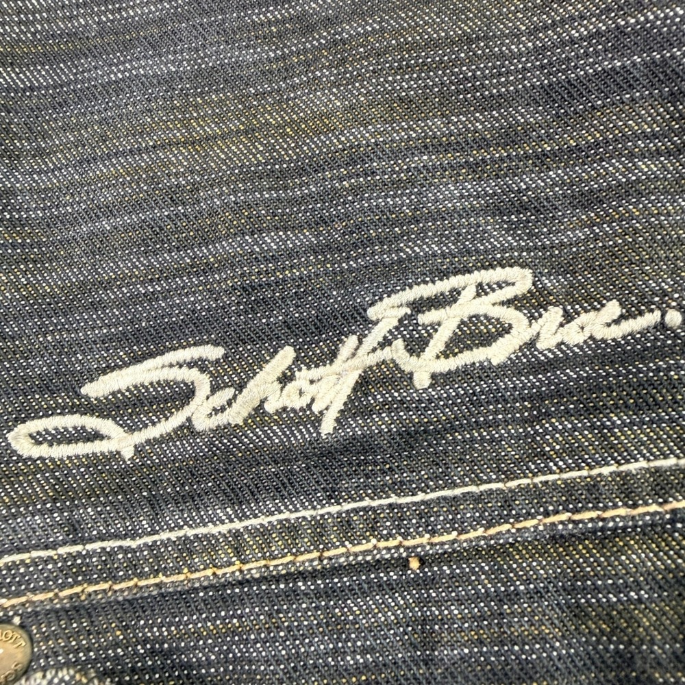Schott Bros 1913 Mens 3XL Denim Jean Jacket Dark Wash Embroidered Logo - Picture 3 of 8